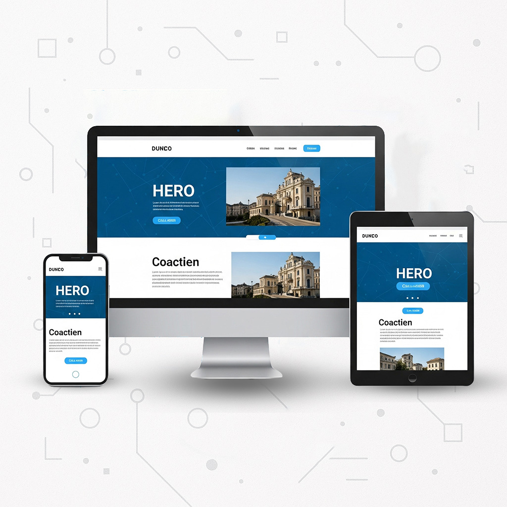 Responsywna strona internetowa firmy WebSpark wyświetlana na monitorze, tablecie i smartfonie. Projektowanie stron internetowych dla małych i średnich firm.